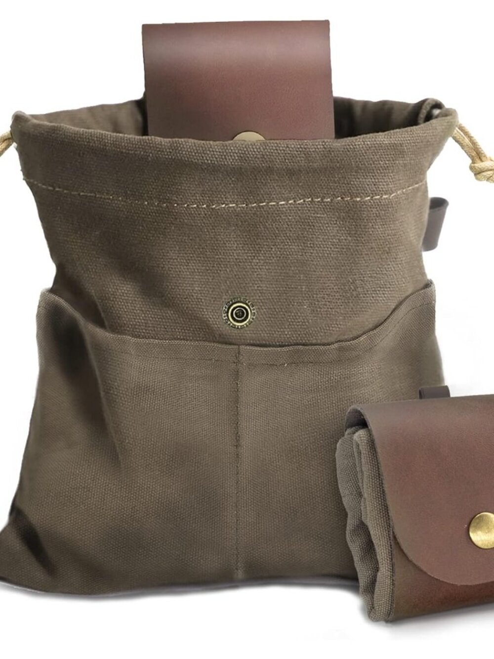 Foraging Pouch Leather Canvas Collapsible Bag Water Resistant Outdoor Camping St